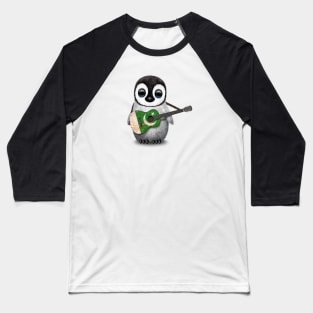 Baby Penguin Playing Pakistani Flag Guitar Baseball T-Shirt